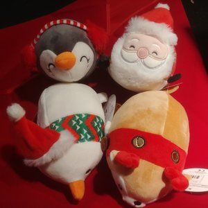 4 pc in Xmas BOX Smoochy Pals by Linzy squishmallow style Santa Snowman Gift!